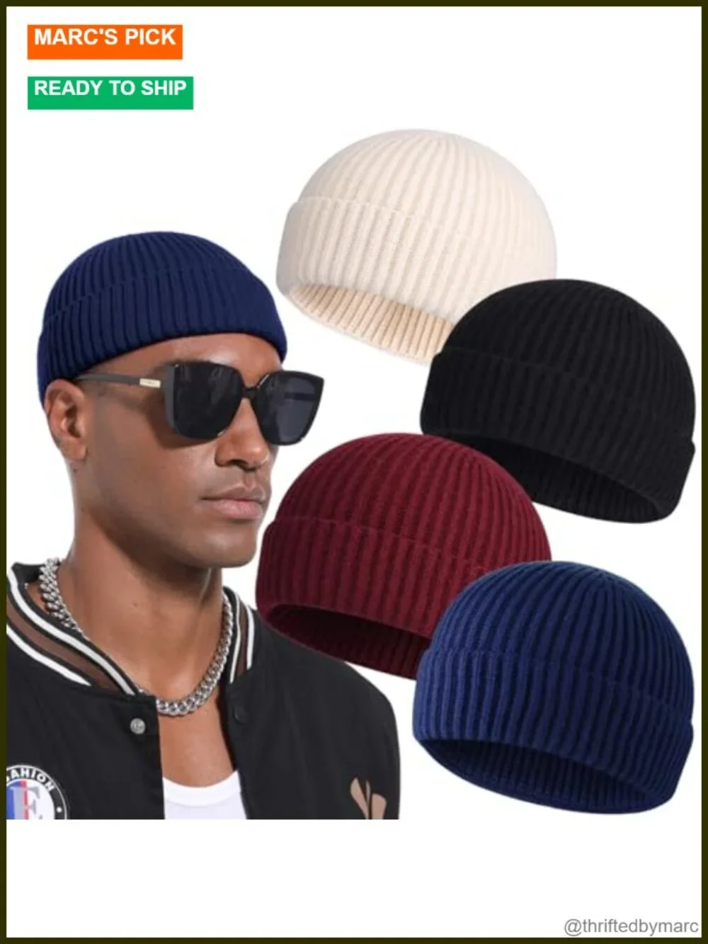 Knit Cuff Warm Winter Short Fisherman Beanie Unisex Skull Cap